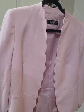 Kasper Light Pink Scalloped Open-Front Blazer